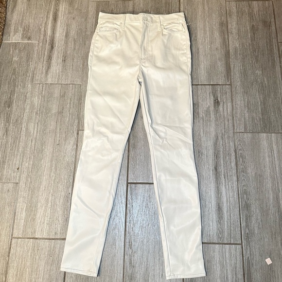 MOTHER Faux Leather The Super Swooner in Wax On, Wax Off Egret, SIZE 30 - Picture 3 of 4